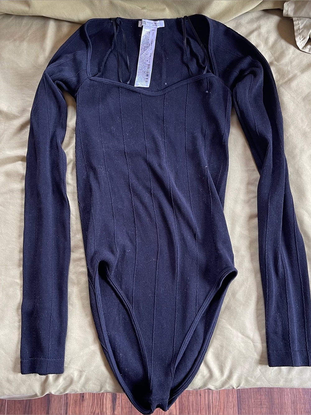 Black Zara longsleeve bodysuit